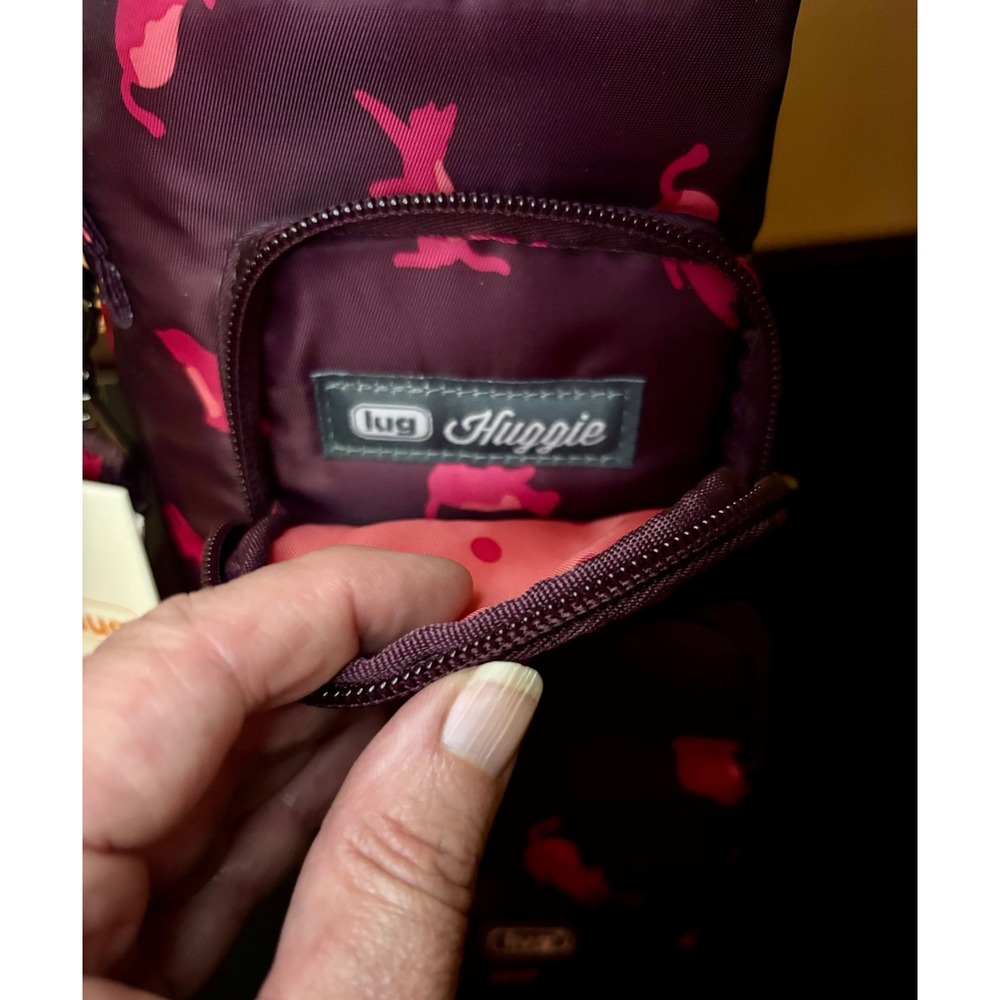 New Lug Huggie Water Bottle Holder Crossbody Bag Purple Cat-Astravaganza Print - Picture 2 of 9